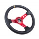 Volani 3-kraki volanski obroč NRG, 350mm, usnje, 75mm zamik, črna/rdeča/rumena | race-shop.si