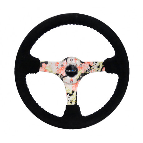 Volani NRG Reinforced 3-spoke suede Steering Wheel (350mm) - Floral Dipped | race-shop.si