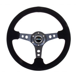 NRG Reinforced 3-spoke suede Steering Wheel with holes, (350mm), black