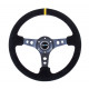 Volani 3-kraki volanski obroč NRG, 350mm, semiš, luknjani kraki, 75mm zamik, črna/rumena | race-shop.si