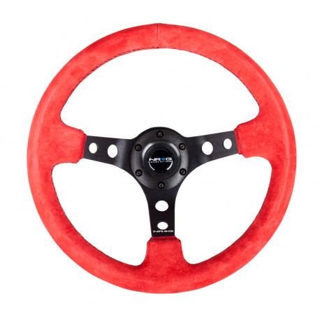 Volani 3-kraki volanski obroč NRG, 350mm, semiš, 75mm zamik, rdeča/črna | race-shop.si