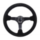 NRG Reinforced 3-spoke suede Steering Wheel (350mm) - Black/red