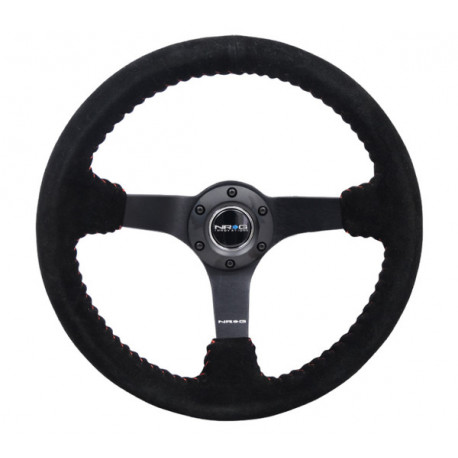 Volani 3-kraki volanski obroč NRG, 350mm, semiš, 75mm zamik, črna/rdeča | race-shop.si