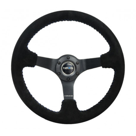 Volani 3-kraki volanski obroč NRG, 350mm, semiš, 75mm zamik, črna/modra | race-shop.si