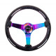 Volani NRG Wood grain 3-spoke mahogany Steering Wheel (350mm) - Black/neochrome/sparkles | race-shop.si