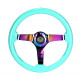 Volani NRG Wood grain 3-spoke mahogany Steering Wheel (350mm) - Minty fresh/NEO Chrome | race-shop.si