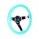 Volani 3-kraki volanski obroč NRG Minty fresh/NEO, 350mm, les, 75mm zamik, rjava/neon | race-shop.si