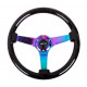 Volani NRG Wood grain 3-spoke mahogany Steering Wheel (350mm) - Black/NEO Chrome | race-shop.si