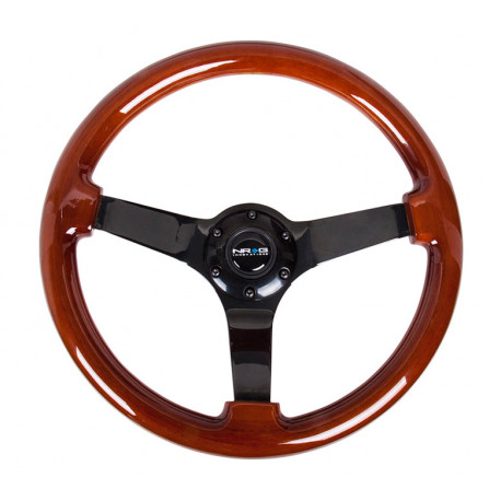Volani 3-kraki volanski obroč NRG, 350mm, les, 75mm zamik, rjava/črna | race-shop.si