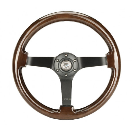 Volani NRG Wood grain 3-spoke mahogany Steering Wheel (350mm) - Dark Wood/Black | race-shop.si