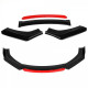 RACES Universal front bumper lip kit with red splitter - Matte Black