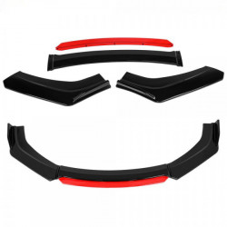 RACES Universal front bumper lip kit with red splitter - Carbon