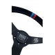 Promocije 3-kraki volanski obroč RACES MOTORSPORT, 350mm, semiš, 65mm zamik, črna/modra | race-shop.si