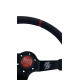 Volani 3-kraki volanski obroč RACES Hellrot, 350mm, umetno usnje, 90mm zamik, črna/rdeča | race-shop.si