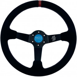 Steering wheel RACES Hellrot, 350mm, suede, 90mm deep dish