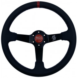 Steering wheel RACES Hellrot, 350mm, ECO leather, 90mm deep dish