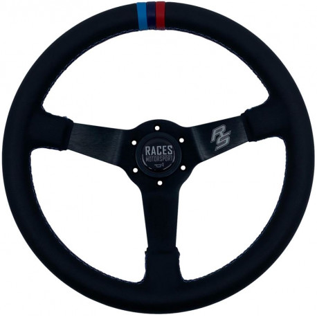 Volani Steering wheel RACES MOTORSPORT, 350mm, ECO leather, 65mm deep dish | race-shop.si