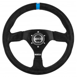 3-kraki volanski obroč Sparco R383 LOGO, 330mm, semiš, 39mm zamik, črna/modra