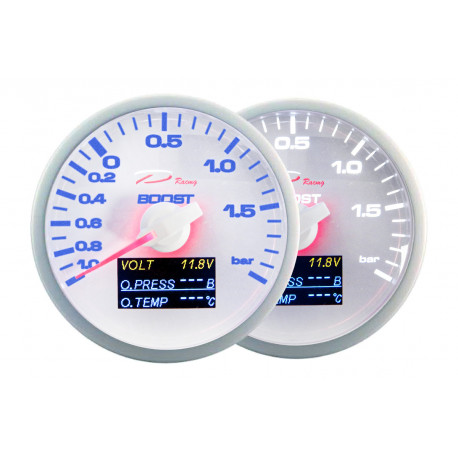 Promocije Merilnik DEPO 4v1 60mm beli - tlak turbine + Tlak olja + Temperatura olja + Voltmeter | race-shop.si