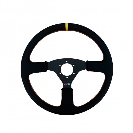 Volani 3-kraki volanski obroč RRS Off Road, 380mm, usnje, brez zamika, črna/rumena | race-shop.si