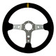 Volani 3-kraki volanski obroč RRS Corsa, 350mm, semiš, 90mm zamik, črna/srebrna/rumena | race-shop.si