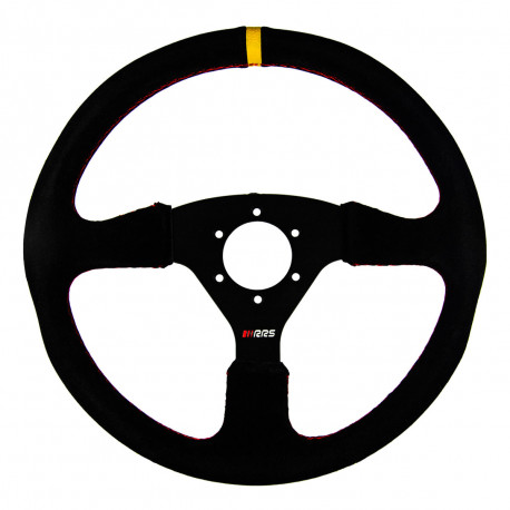 Volani 3-kraki volanski obroč RRS Veloce, 350mm, semiš, debelina 37/29mm, brez zamika, črna/rumena | race-shop.si