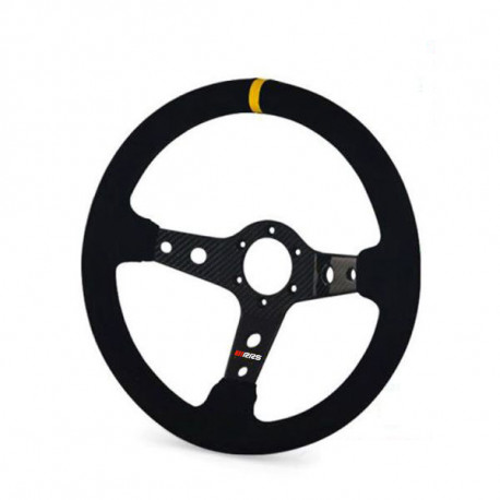 Volani 3-kraki volanski obroč RRS Carbon, 350mm, semiš, brez zamika, črna/karbon/rumena | race-shop.si