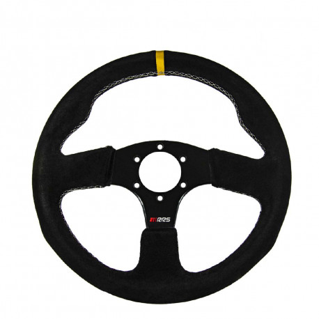 Volani 3-kraki volanski obroč RRS Apex, 330mm, semiš, brez zamika, črna/rumena | race-shop.si