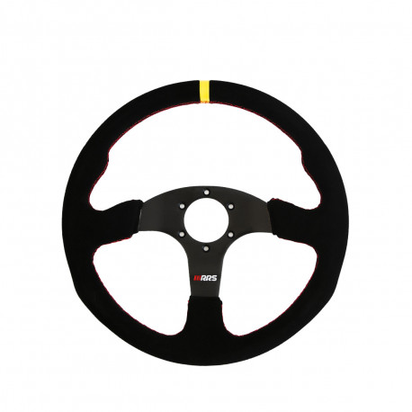 Volani 3-kraki volanski obroč RRS Apex, 350mm, semiš, brez zamika, črna/rumena | race-shop.si