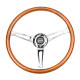 Volani 3-kraki volanski obroč NRG, 368mm, les, 75mm zamik, rjava/krom | race-shop.si