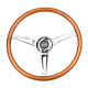 Volani NRG Wood grain 3-spoke mahogany Steering Wheel (368mm) - Wood/Chrome | race-shop.si