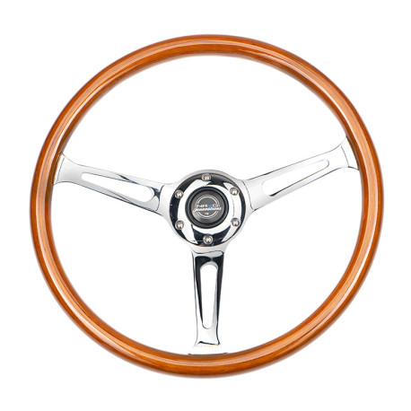 Volani NRG Wood grain 3-spoke mahogany Steering Wheel (368mm) - Wood/Chrome | race-shop.si