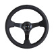 Volani 3-kraki volanski obroč NRG, 350mm, usnje, 75mm zamik, črna | race-shop.si