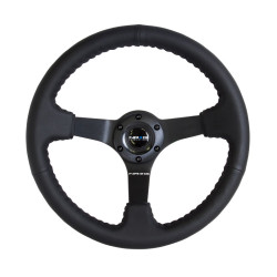 NRG Reinforced 3-spoke leather Steering Wheel (350mm) - Black