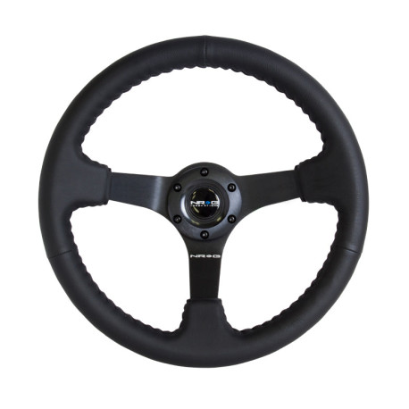 Volani 3-kraki volanski obroč NRG, 350mm, usnje, 75mm zamik, črna | race-shop.si