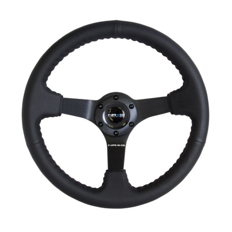Volani NRG Reinforced 3-spoke leather Steering Wheel (350mm) - Black | race-shop.si
