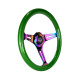 Univerzalna pesta volana s hitrim sproščanjem NRG Classic wood grain 3-spoke mahogany Steering Wheel (350mm) - NEO/Green | race-shop.si