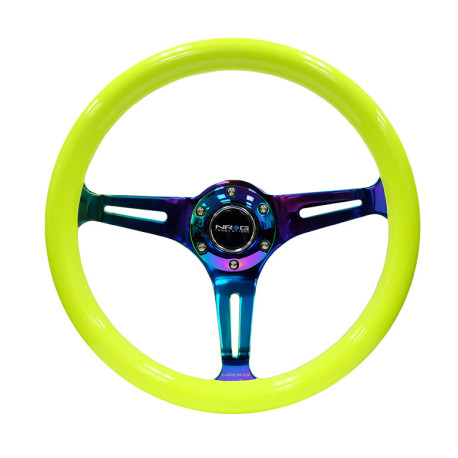 Promocije 3-kraki volanski obroč NRG Classic, 350mm, les, 38mm zamik, rumena/neon | race-shop.si