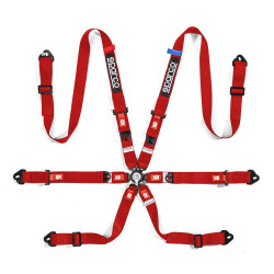 FIA 6-točkovni športni varnostni pasovi SPARCO COMPETITION H-2 PU 2" (50mm), rdeča
