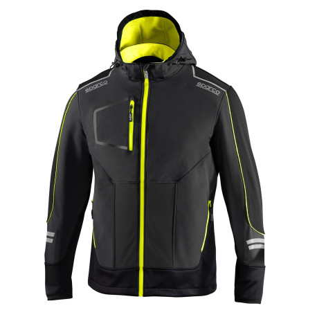 Majice s kapuco in jakne SPARCO Men`s Technical SOFT-SHELL with Hood - grey/yellow | race-shop.si