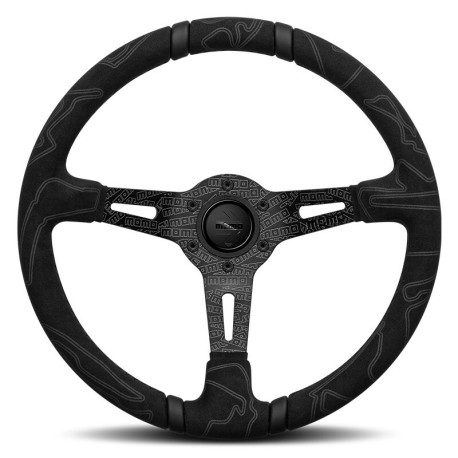 Volani 3 spoke steering wheel MOMO ULTRA Black 350mm, alcantara, Black Edition | race-shop.si