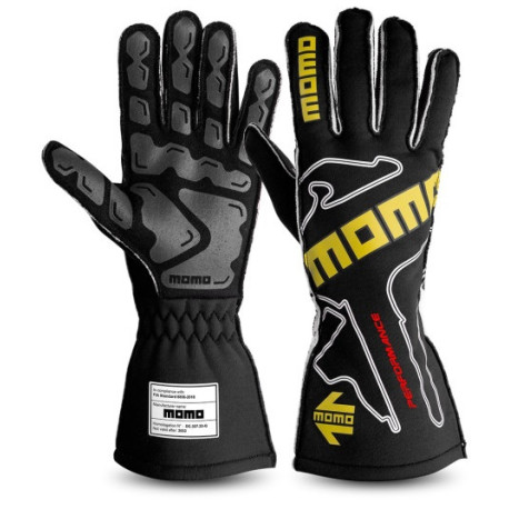 Rokavice FIA dirkalne rokavice MOMO PERFORMANCE (zunanji šivi), črna | race-shop.si