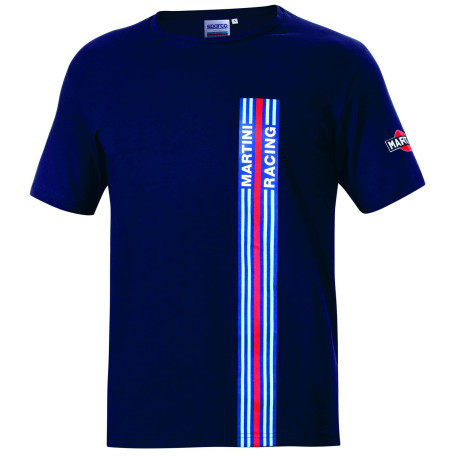 Majice Sparco MARTINI RACING Stripes white T-shirt for men - blue marine | race-shop.si