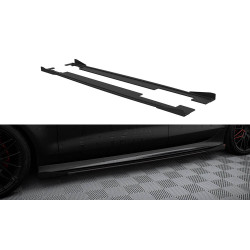 MAXTON DESIGN difuzorji stranskih pragov za Audi A7 S-Line C7, črno-rdeča + sijajni flapsi