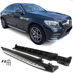 Aluminum running boards flank protection OE style with ABE !!! for Mercedes GLC Coupe C253 16-22