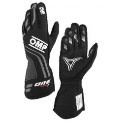 Dirkalne rokavice OMP ONE EVO X my2024 s FIA homologacijo in zunanjimi šivi, črna