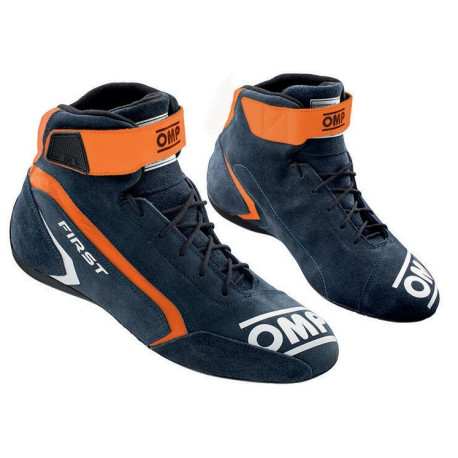 Čevlji FIA dirkaški čevlji OMP FIRST mornarsko modra/oranžna | race-shop.si