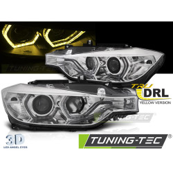 HEADLIGHTS ANGEL EYES YELLOW LED DRL CHROME fits BMW F30/F31 11-15