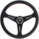 Volani 3-kraki volanski obroč Nardi Deep Corn, 350mm, usnje, 80mm zamik, črna | race-shop.si