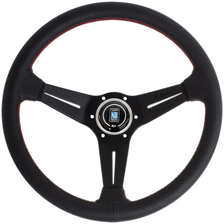 Volani 3-kraki volanski obroč Nardi Deep Corn, 350mm, usnje, 80mm zamik, črna | race-shop.si